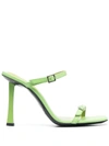 By Far Pre Flick Leather Mules In Green