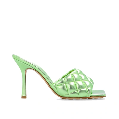 Bottega Veneta Padded Metallic Slide Sandal In Green