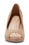 Cole Haan Drado Peep Toe Pump In Whiskey Suede