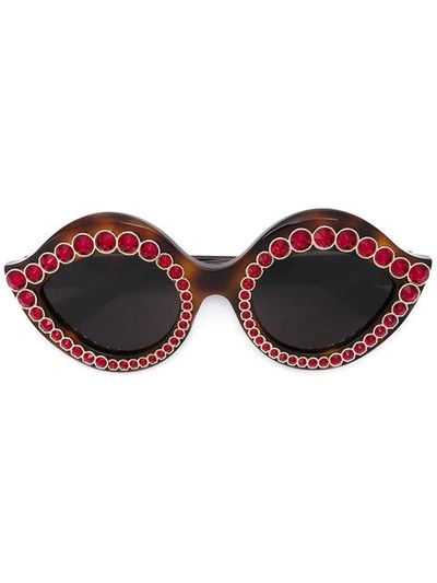 Gucci Swarovski&reg; Crystal Monochromatic Cat-eye Sunglasses In Brown