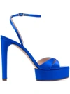 CASADEI 'OPHELIA' ELETRIC BLUE SANDALS WITH PLATFORM WOMAN IN SATIN CASADEI