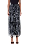 AKRIS CROQUIS EMBROIDERED TECHNO TULLE SKIRT