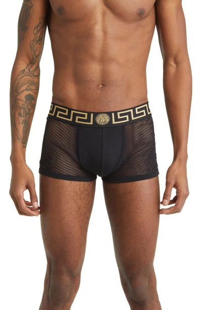 Versace Men's Logo Mesh & Jersey Boxer Briefs In Black