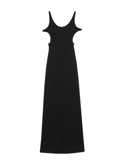 Gucci Cotton Ribbon Jersey Maxi Dress In Black