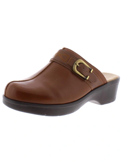 Easy Spirit Pine Womens Leather Slip On Clogs In Brown