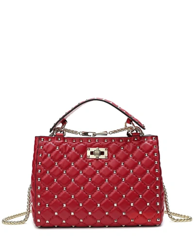 Tiffany & Fred Quilted & Studded Leather Tote In Red