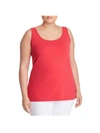 Nic + Zoe Plus Perfect Womens Stretch Scoop Neck Tank Top In Coral