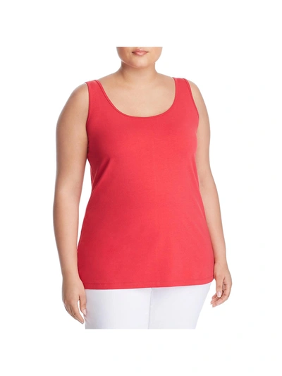 Nic + Zoe Plus Perfect Womens Stretch Scoop Neck Tank Top In Coral