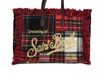 MC2 SAINT BARTH CHECK PATCHWORK HANDBAG TOTE WOOL LEATHER IN RED TARTAN