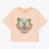 KENZO KENZO KIDS GIRLS PINK COTTON GLITTER TIGER T-SHIRT