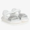 CALVIN KLEIN JEANS EST.1978 GIRLS WHITE & SILVER LOGO SANDALS