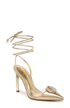 Sam Edelman Adrian Ankle Wrap Pointed Toe Pump In Amber Gold Metallic