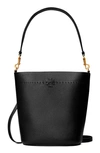 Tory Burch Mcgraw Leather Bucket Bag In Black
