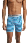 Tommy John Second Skin 6-inch Boxer Briefs In Crystal Blue Globe Stripe