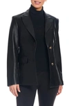 Sanctuary Corset Back Faux Leather Blazer In Black