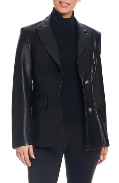 Sanctuary Corset Back Faux Leather Blazer In Black