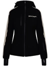 Palm Angels Black Logo Print Track Ski Jacket In Black