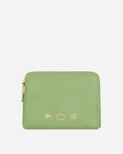 Mister Green Leather Zippered Wallet In Green