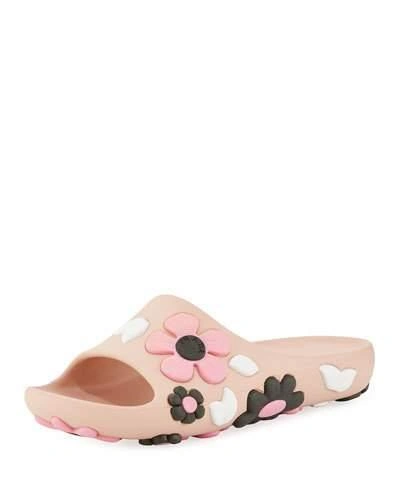 Prada Rubber Flower Slide Sandal In Pink