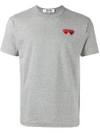 Comme Des Garçons Play Comme Des Garcons Play Grey And Red Double Heart T-shirt In 3 Grey