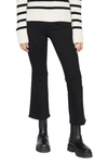 Frame The Jetset High Rise Crop Bootcut Jeans In Sheen Noir In Sheen Noir