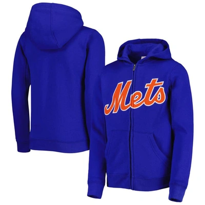 Outerstuff Kids' Youth Royal New York Mets Wordmark Full-zip Fleece Hoodie