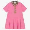 BURBERRY BABY GIRLS PINK VINTAGE CHECK POLO DRESS