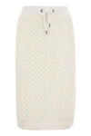 Brunello Cucinelli Women's Dazzling Net Knit Skirt In Cotton, Linen And Silk In White