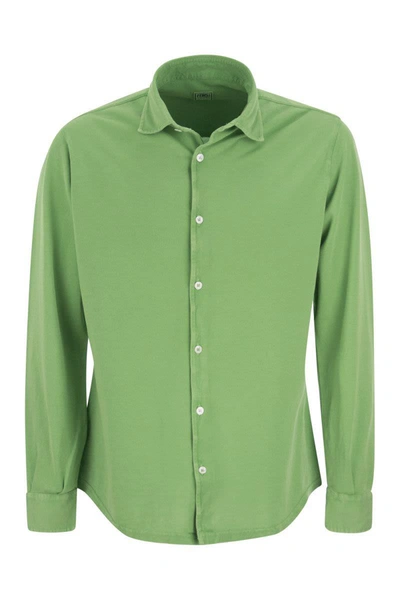 Fedeli Robert - Cotton Piqué Shirt In Green