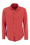 Fedeli Men's Frosted Piqué Polo Shirt In Red