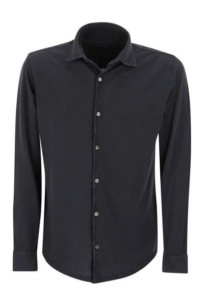 Fedeli Dressing Gownrt - Cotton Piqué Shirt In Blue