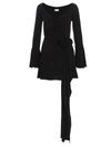Magda Butrym Black Fluted Mini Dress With Rose-appliquè In Viscose Woman In Black