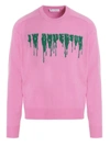 Jw Anderson Light Pink And Green Merino Wool Jumper In Pink