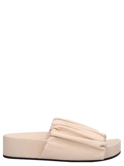 Jil Sander Leather Platform Sandals In Cream