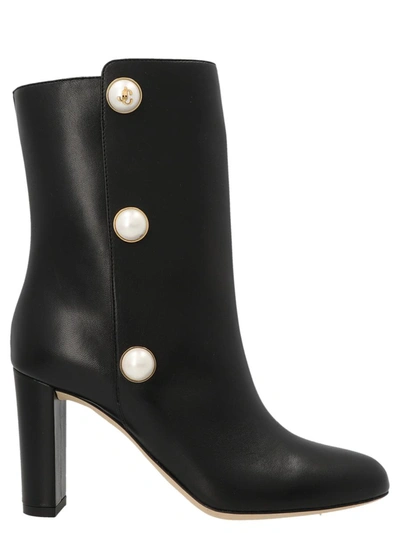 Jimmy Choo Rina 85 Leather Ankle Boots In Black