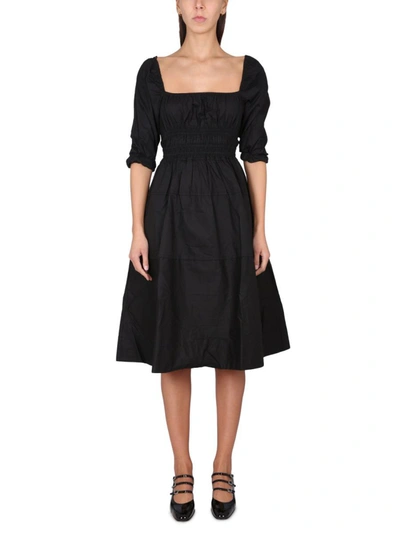 Proenza Schouler White Label Square-neckline Cutout Rib-knit Jersey Midi Dress In Black