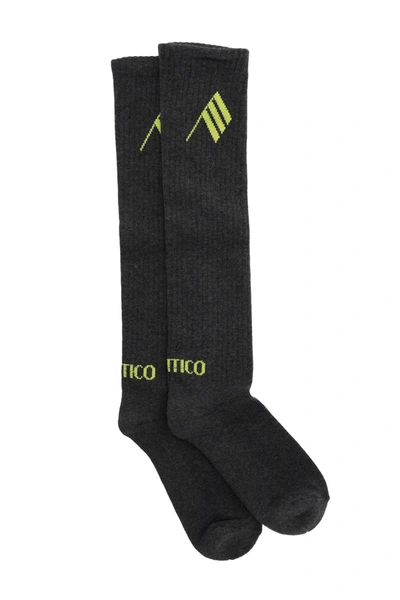 Attico The  Logo Intarsia Stretch Socks In Gray