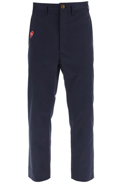 Vivienne Westwood Cropped Cruise Trousers Featuring Embroidered Heart-shaped Logo In Blue