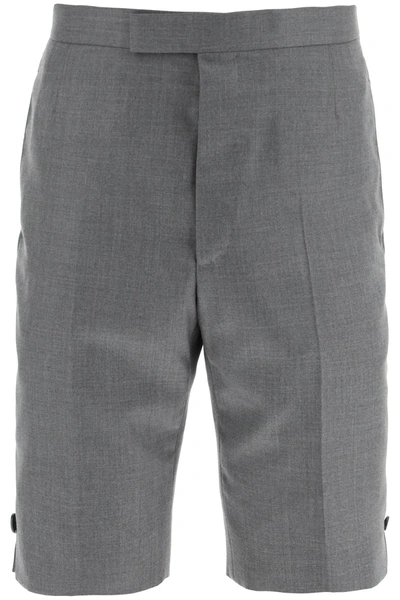 THOM BROWNE THOM BROWNE SUPER 120'S WOOL SHORTS WITH BACK STRAP