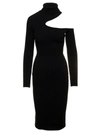 Tom Ford Cutout Ribbed Wool-blend Turtleneck Midi Dress In Black
