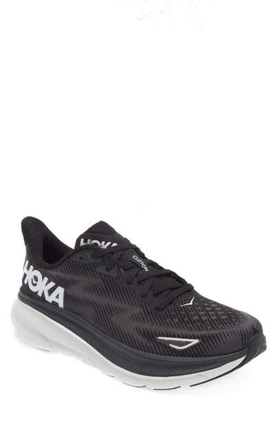 Hoka Clifton 9 Running Shoe In Black/white