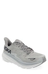 Hoka Bondi 9 Grey Low Top Sneakers With Maxi Logo Lettering On The Side In Tech Fabric Unisex In Gray