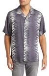 John Varvatos Danny Short Sleeve Button-up Camp Shirt In Black