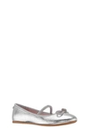 Nina Girls' Kendalla Crystal Embellished Ballet Flats - Toddler, Little Kid, Big Kid In Silver Crackled Metallic