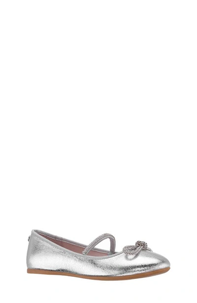 Nina Girls' Kendalla Crystal Embellished Ballet Flats - Toddler, Little Kid, Big Kid In Silver Crackled Metallic