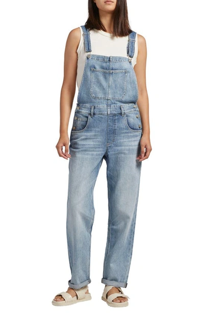 Silver Jeans Co. Baggy Straight Leg Denim Overalls In Indigo