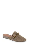 Kurt Geiger Eagle Head Flat Mules In Dark Beige Fabric