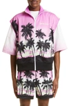 Palm Angels Sunset-print Striped Track Gilet In Purple Black