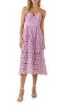 Endless Rose Lace Spaghetti Strap Midi Dress In Lilac