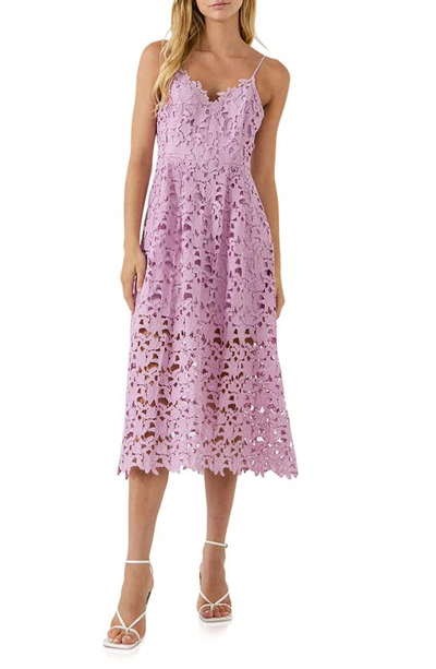 Endless Rose Lace Spaghetti Strap Midi Dress In Lilac